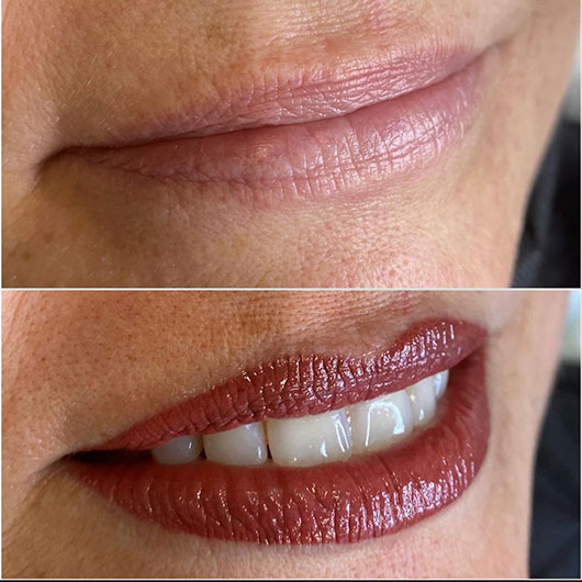 lip blushing before and after.